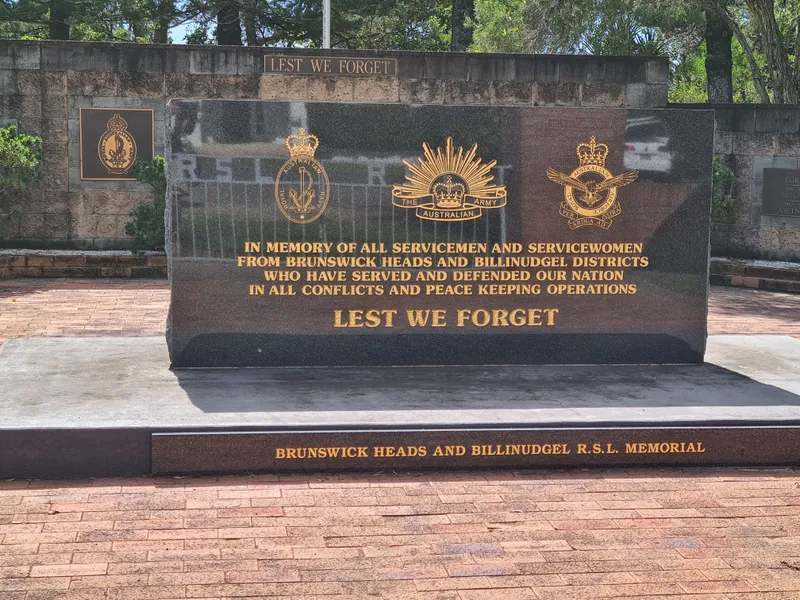 Brunswick Heads and Billinudgel RSL memorial in black granite with gold emblems